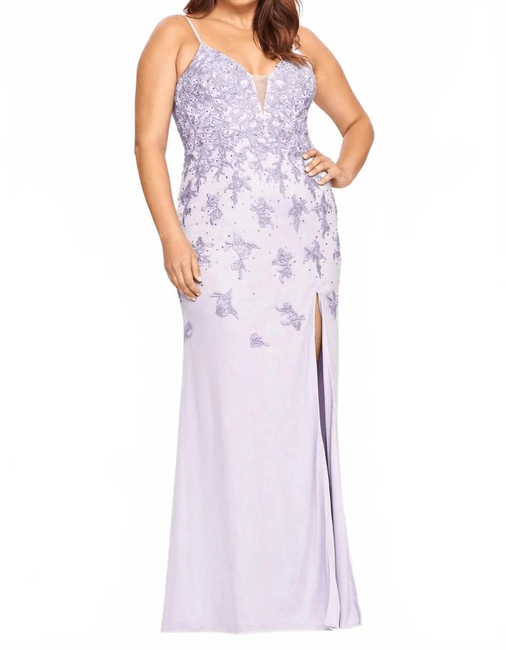 NEW FAVIANA tulle long with lace prom dress - plus in periwinkle